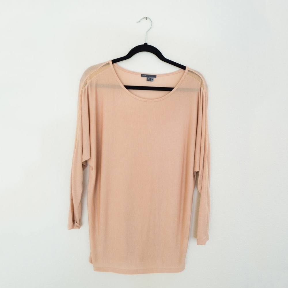 Vince Mesh Insert Long Sleeve Top